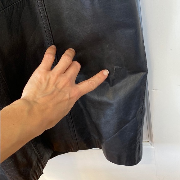 Vintage Black Leather Trench Coat with Mandala Design and Embroidered Suede Goth - Picture 11 of 17